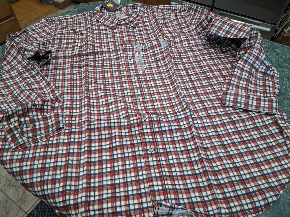 Carhartt FR Shirt Mens 4XL Tall Red Plaid Flame Resistant Force Rugged Flex New
